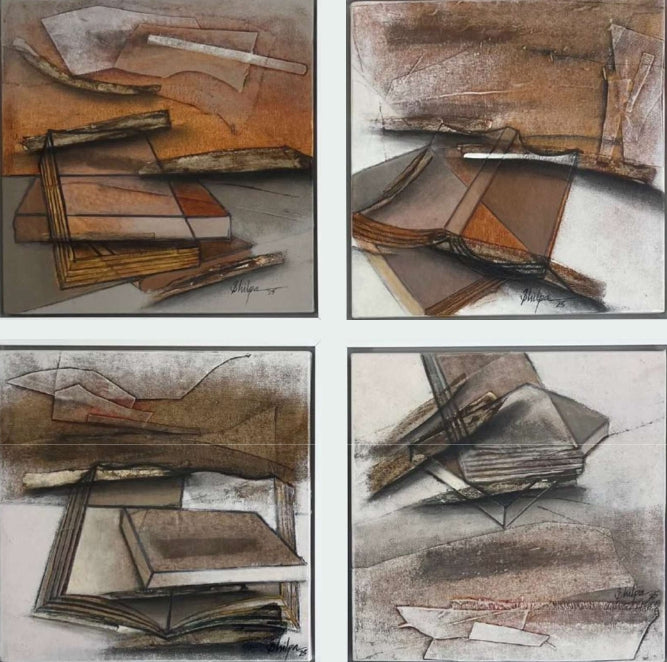 Revitalizing Energy 17' abstract mixed-media painting by artist Shilpa Patole, 12x12 inch, on canvas