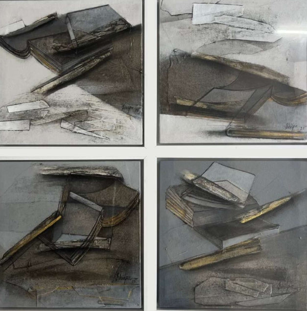 Revitalizing Energy 18' abstract mixed-media painting by artist Shilpa Patole, 12x12 inch, on canvas