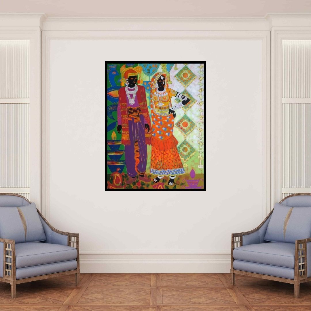 In-situ view of Anuradha Thakur's 'Rhythm 72' painting in a room