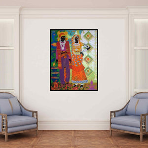 In-situ view of Anuradha Thakur's 'Rhythm 72' painting in a room