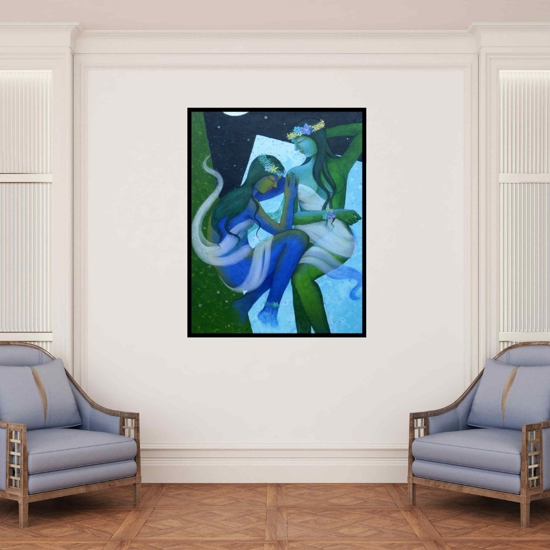 In-situ view of Pallavi Deodhar's 'Rhythm Of Night 7' painting in a room