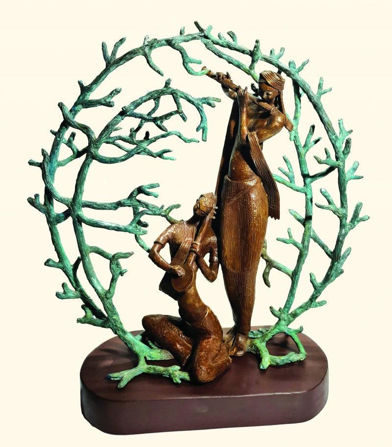 Religious sculpture titled 'Rhythm Of Nature', 22x22x7 inches, by artist Subrata Paul on Bronze