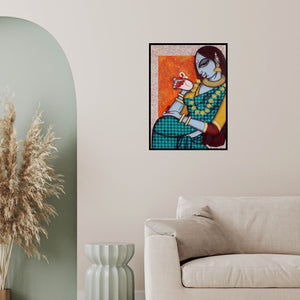 In-situ view of Varsha Kharatamal's 'Rhythmic 11' painting in a room