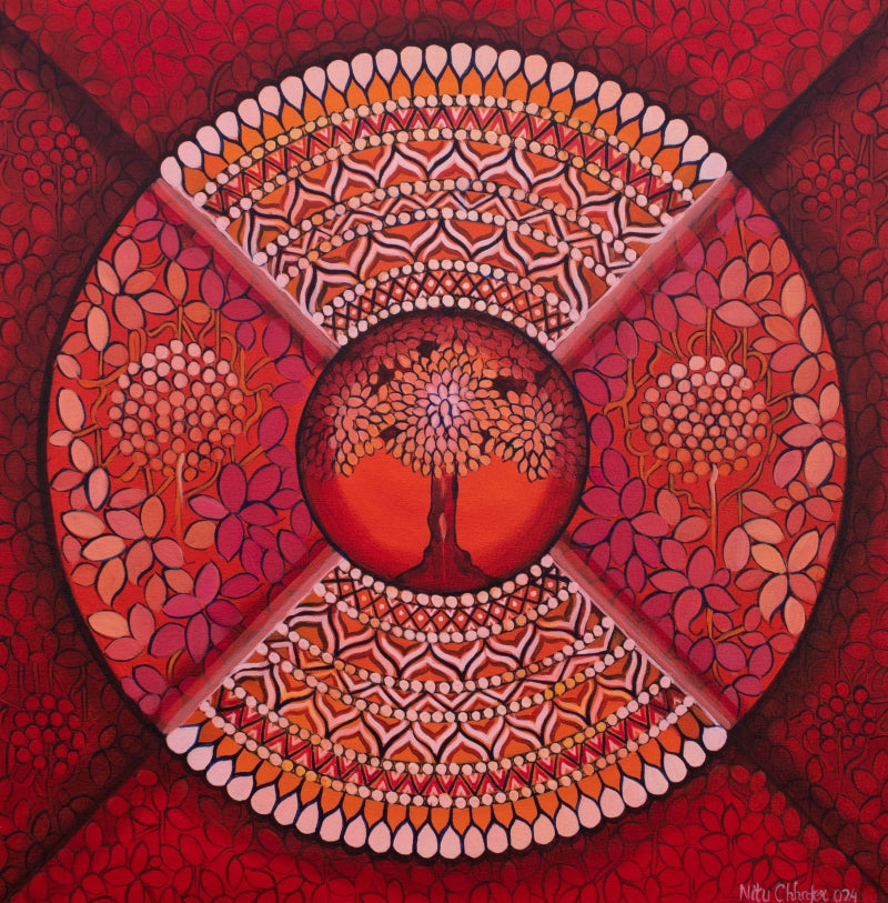 The Rise Of Soul Consciousness' nature acrylic painting by artist Nitu Chhajer, 24x24 inch, on canvas