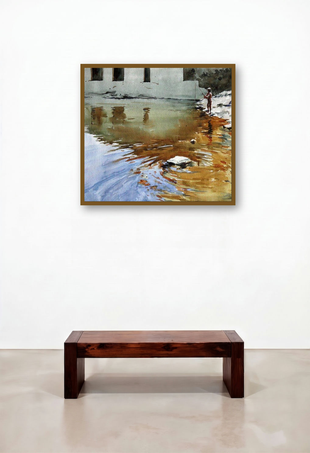 River (Riverside Angler) by artist Swapnil Mhapankar displayed in a Urban Loft Hotel Lobby