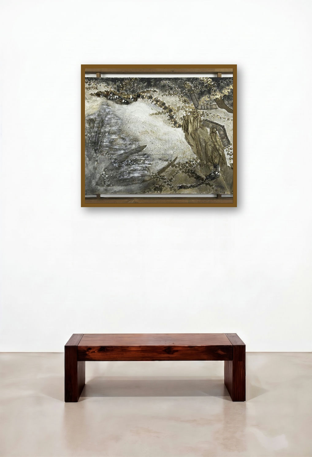 River Runs Through It (The Golden Path) by artist Veena Advani displayed in a Scandinavian Foyer