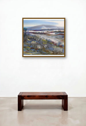 Riverscape 39 (Distant Shores) by artist Sunil Kale displayed in a Classic Penthouse