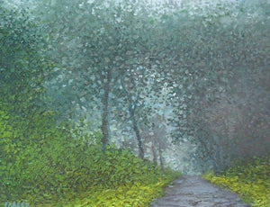 Road Less Traveled 2 by Fareed Ahmed, Original Oil Landscape Painting on Canvas Board, Small Horizontal Wall Art