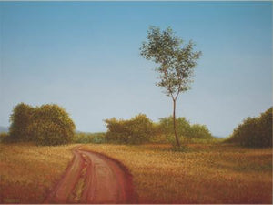 Road Less Travelled by Fareed Ahmed, Original Oil Landscape Painting on Canvas, Small Horizontal Wall Art