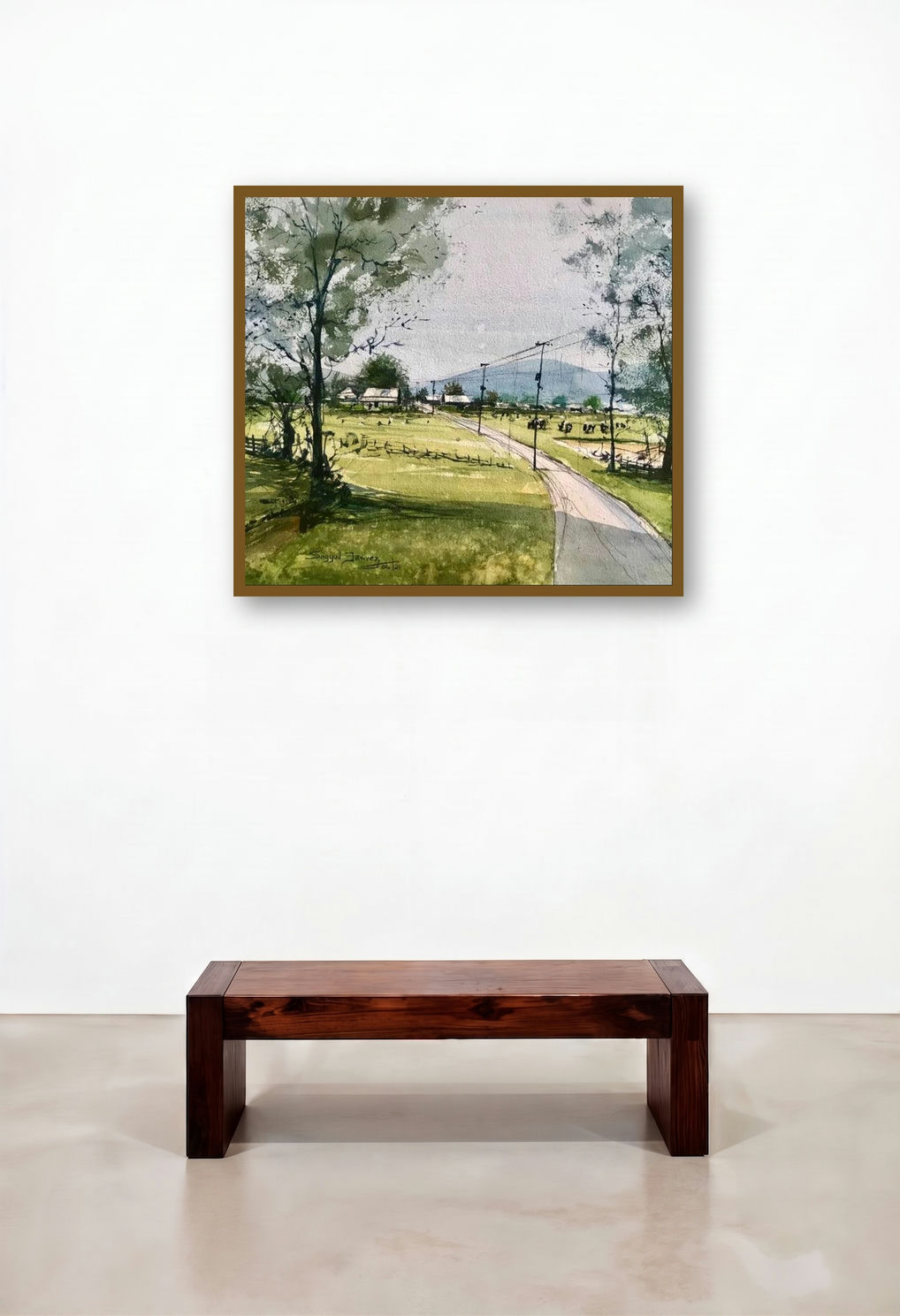 Road To Peace (Rural Idyll) by artist Ks Farvez displayed in a Elegant Library