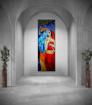 In-situ view of Sekhar Roy's 'Romantic Couple Iv' painting in a room