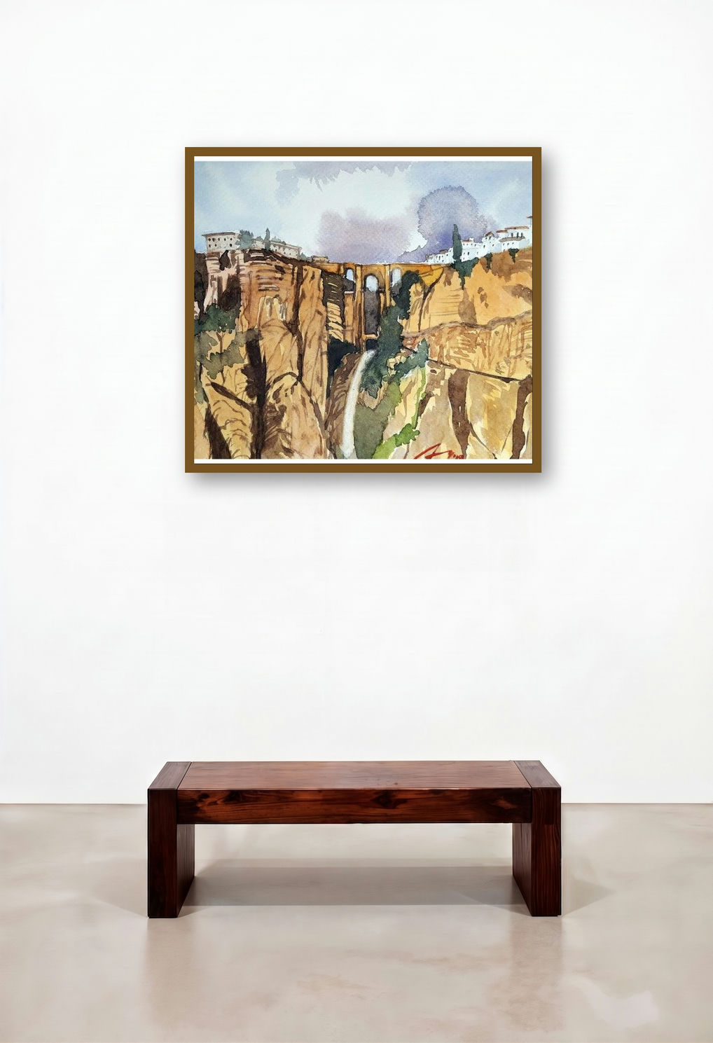Ronda Andalusia Spain (Ronda Gorge) by artist Arunava Ray displayed in a Eclectic Dining Room