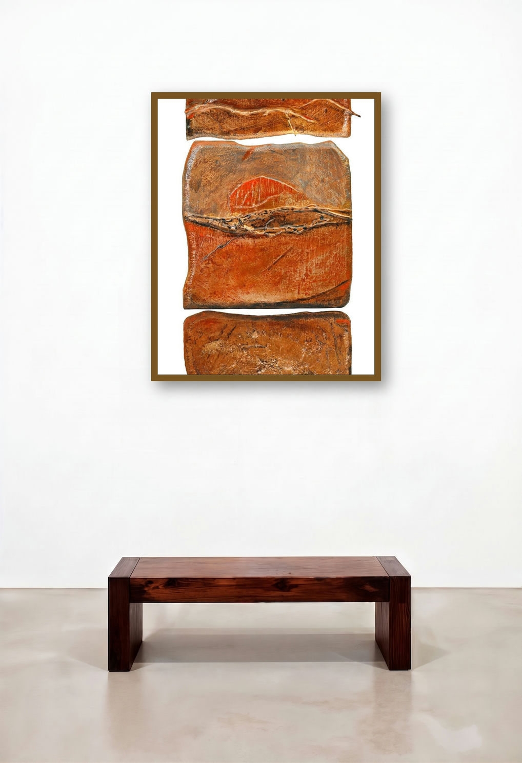 Roots And Pathway 11 (Layers of Time) by artist Ami Patel displayed in a Elegant Bedroom