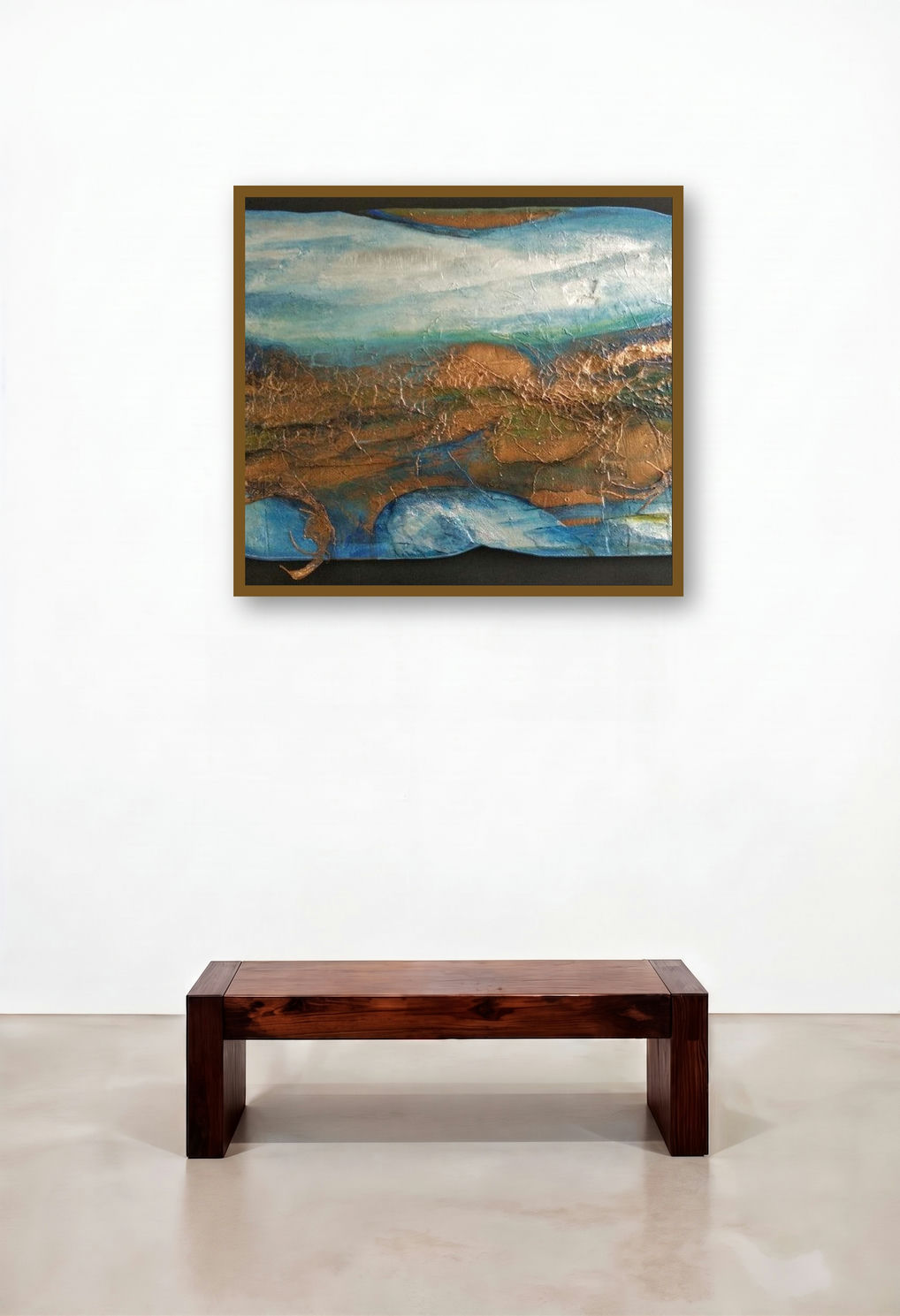 Roots And Pathway 14 (Beneath the Surface) by artist Ami Patel displayed in a Transitional Hotel Lobby