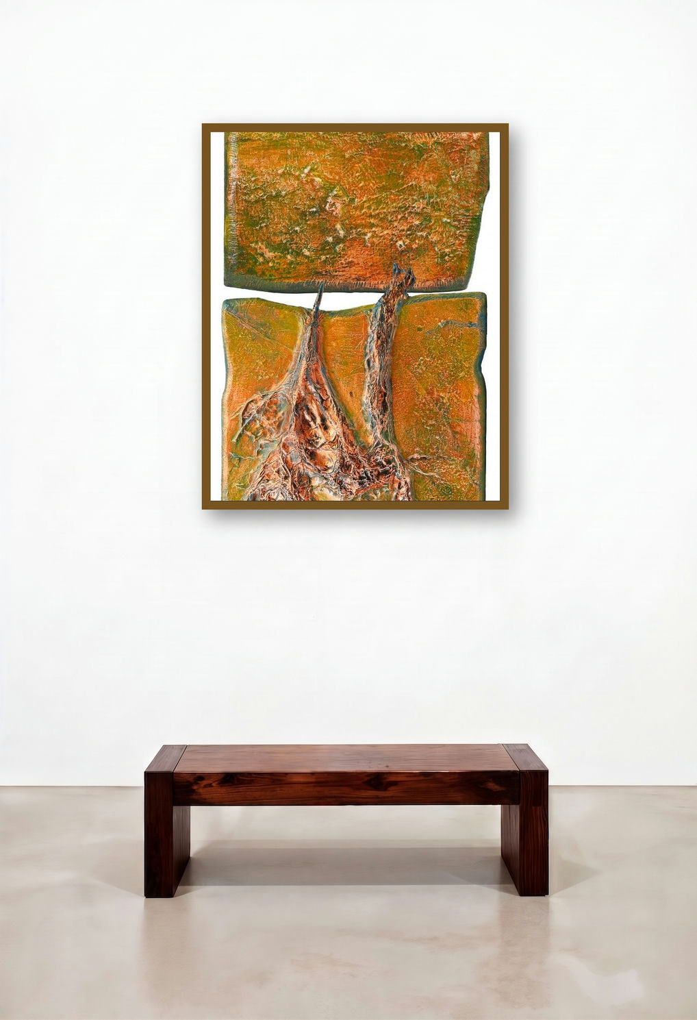 Roots And Pathway 4 (Emergence) by artist Ami Patel displayed in a Coastal Bedroom