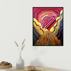 Kartikey Sharma's 'Rose' painting visualized above a sofa in a contemporary room.