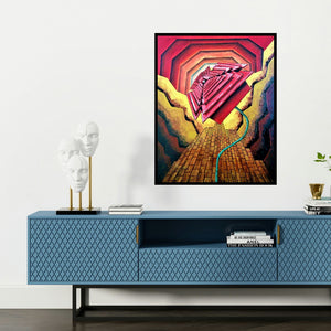 'Rose' painting by Kartikey Sharma shown on a wall in a furnished room.