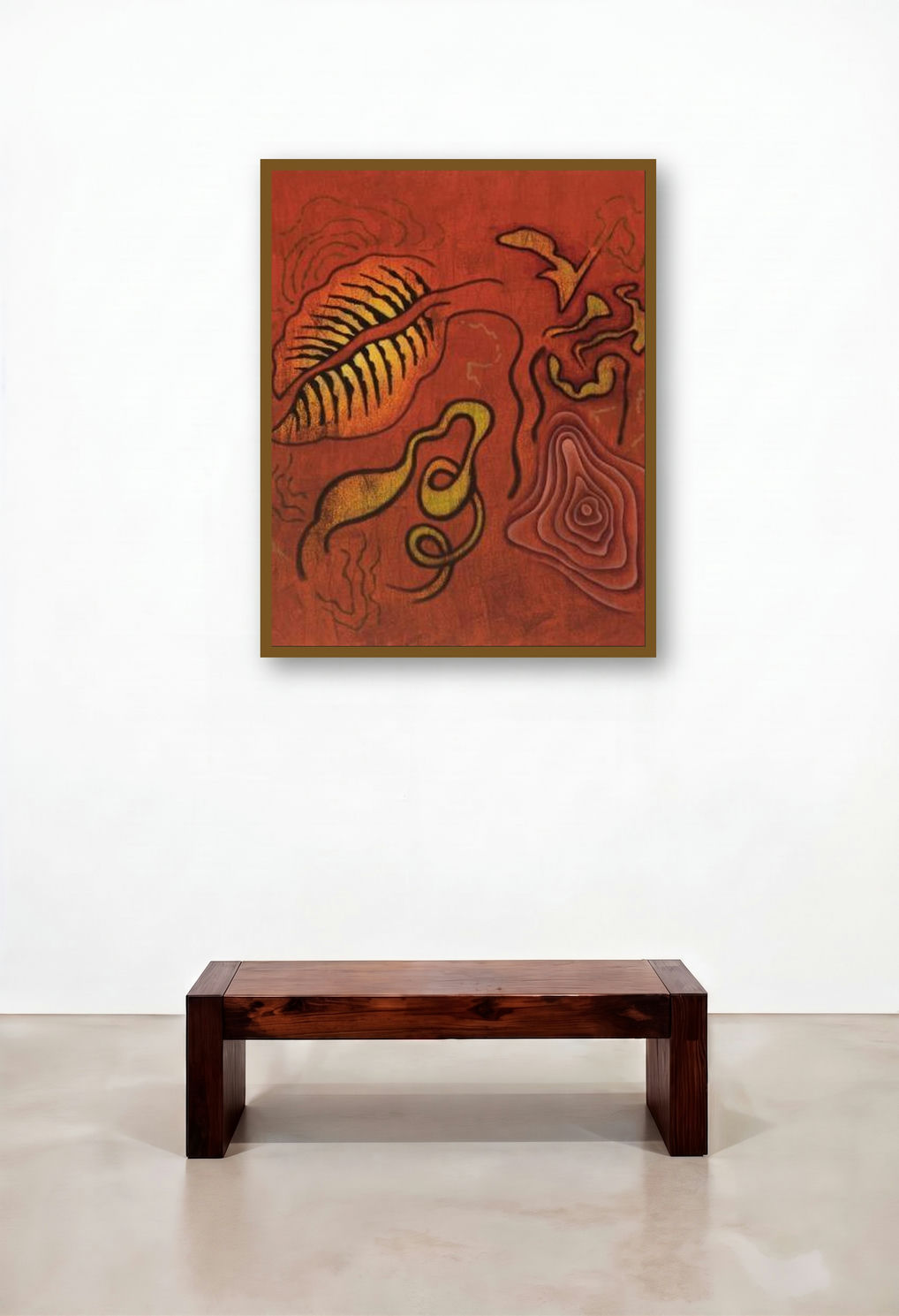 Rose And Leaf Abstract by artist Santosh More displayed in a Traditional Home Office
