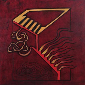 Roseate Abstract by Santosh More, Original Oil Abstract Painting on Canvas, Large Square Wall Art