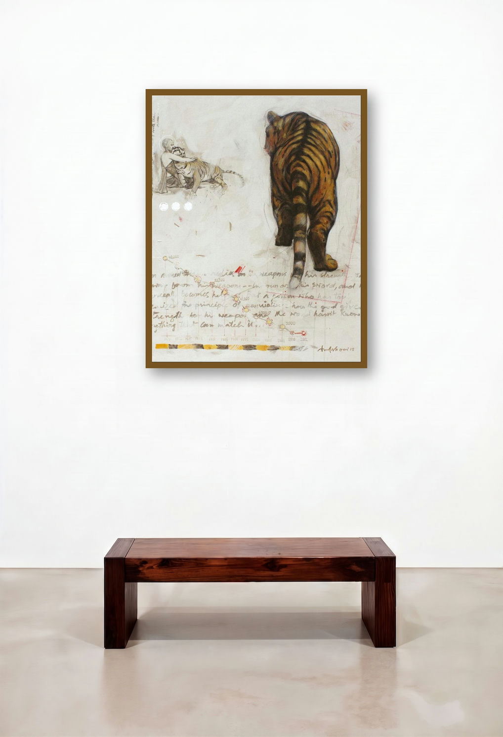 Royal Exit 2 (A Delicate Balance) by artist Amalesh Das displayed in a Japandi Reception Area