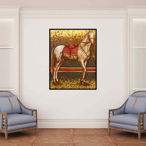 In-situ view of Pradeep Kumar's 'The Royal Horse (A Regal Presence)' painting in a room