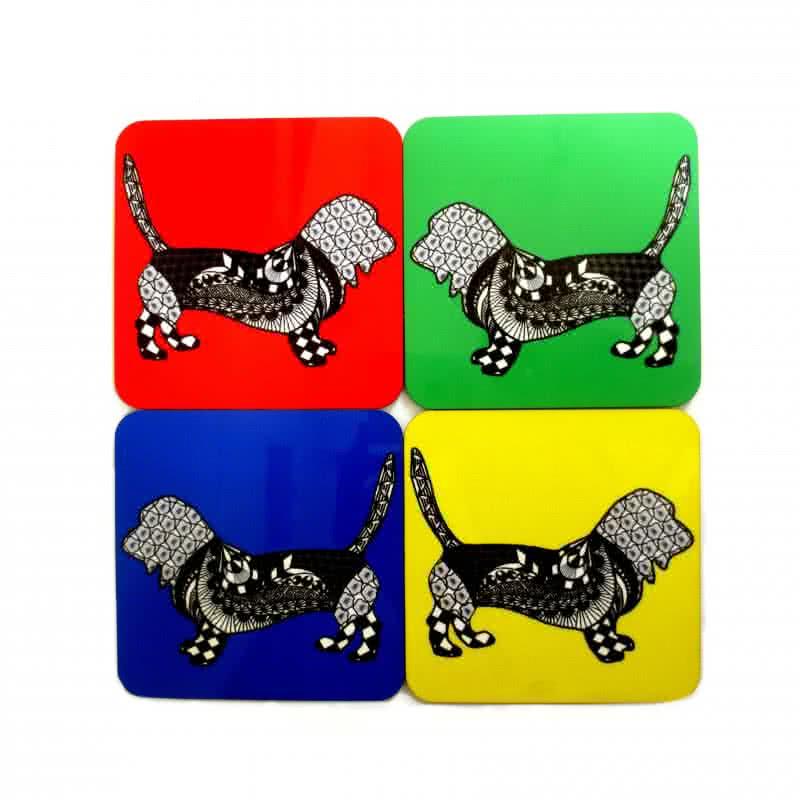 Lifestyle craft titled 'Rufus Coasters', 4x4 inches, by artist Rithika Kumar on MDF Wood