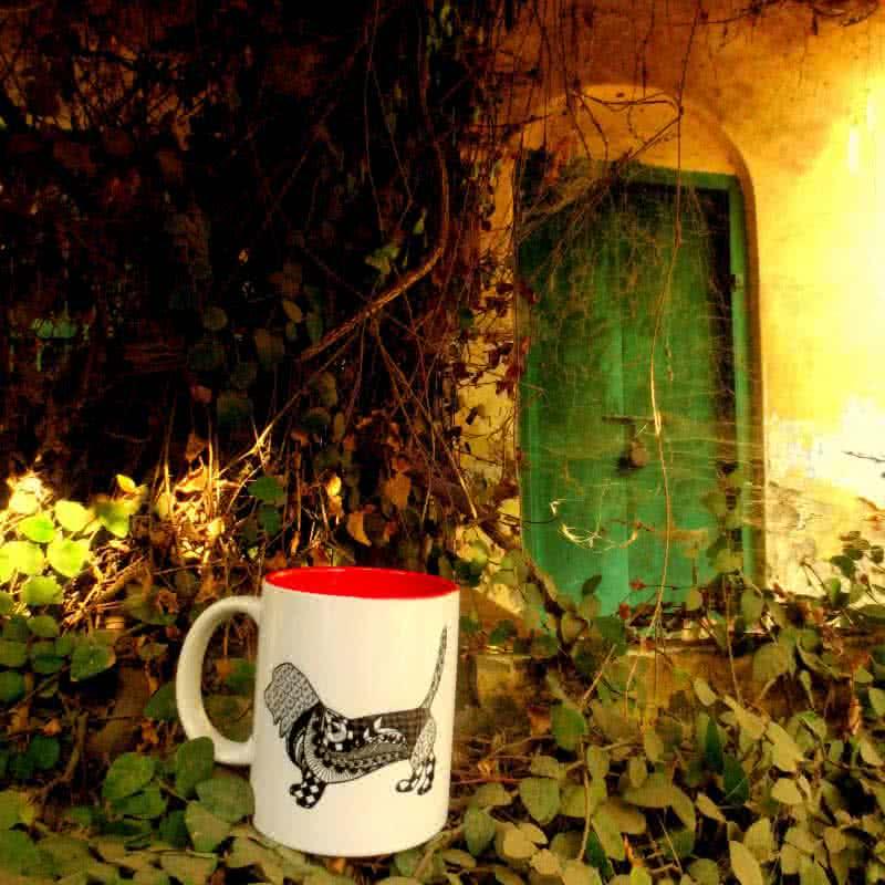 Lifestyle craft titled 'Rufus Mug', 4x3 inches, by artist Rithika Kumar on Ceramic