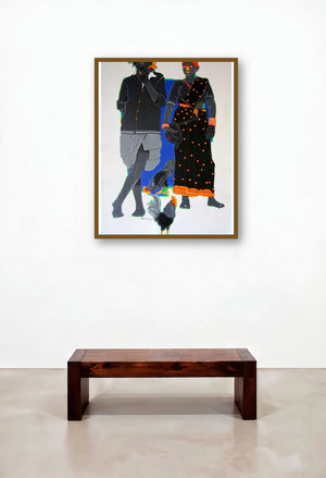 Rural Couple I by artist Tailor Srinivas displayed in a Scandinavian Hotel Lobby