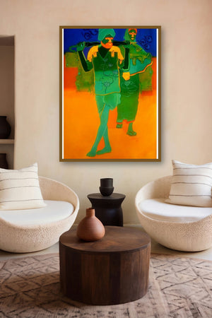 Rural Couple Ii by artist Tailor Srinivas displayed in a Contemporary gallery
