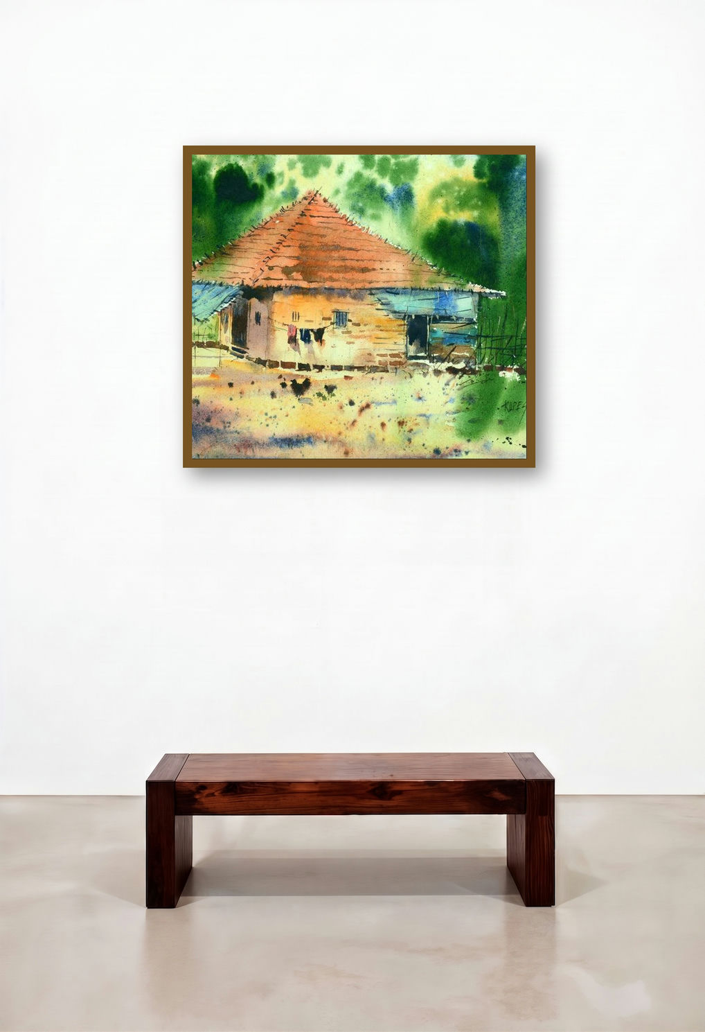 Rustic Home 3 (Rural Retreat**) by artist Rupesh Patil displayed in a Art Deco Penthouse