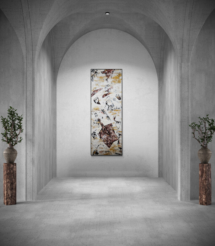 In-situ view of Dhananjoy Das Painting's 'Rusty Tools (Cosmic Dance)' painting in a room