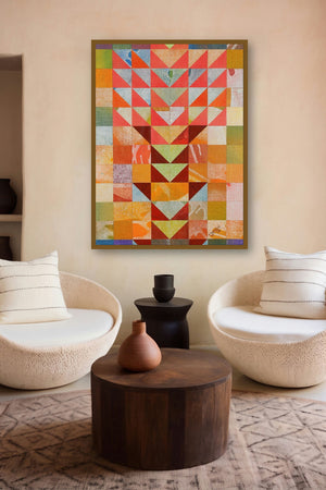 S 17 (Geometric Tapestry) by artist Padmanabh Bendre displayed in a Indian Art gallery
