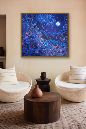 Saawariya (Radha Krishna in Moonlight) by artist Lisha N T displayed in a Designer gallery