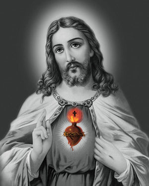 Sacred Heart 21 by Ns Art, Print Acrylic Religious Painting on Canvas, X-Small Vertical Wall Art