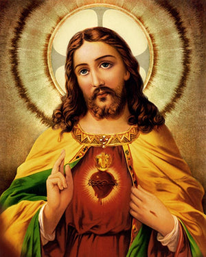Sacred Heart Jesus Christ 1 by Ns Art, Print Acrylic Religious Painting on Canvas, X-Small Vertical Wall Art
