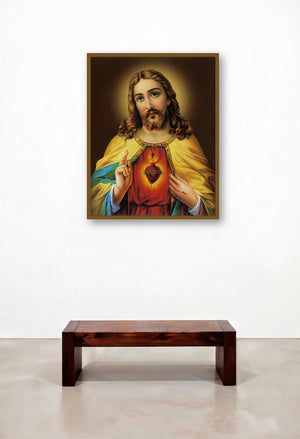 Sacred Heart Jesus Christ 10 by artist Ns Art displayed in a Rustic Hallway