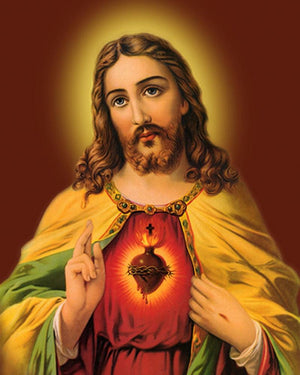 Sacred Heart Jesus Christ 3 by Ns Art, Print Acrylic Religious Painting on Canvas, X-Small Vertical Wall Art