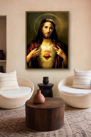 Sacred Heart Jesus Christ 4 by artist Ns Art displayed in a Museum Style gallery