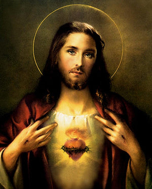 Sacred Heart Jesus Christ 4 by Ns Art, Print Acrylic Religious Painting on Canvas, X-Small Vertical Wall Art