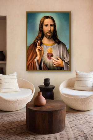 Sacred Heart Jesus Christ 8 by artist Ns Art displayed in a Modern gallery