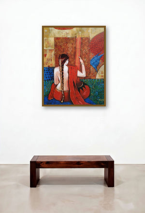 Sadhana (Urban Contemplation: A Figurative Composition) by artist Apurba Karati displayed in a Eclectic Home Office