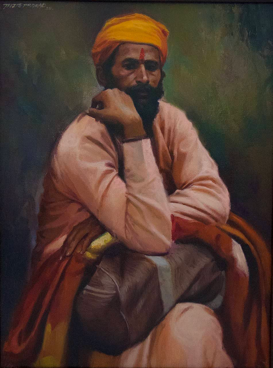 Sadhu 2' religious oil painting by artist Prasad Thite, 24x18 inch, on canvas