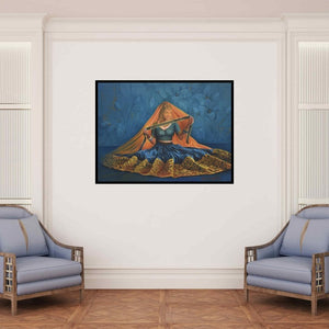 In-situ view of Kamal Rao's 'Sajawat (Hidden Beauty)' painting in a room