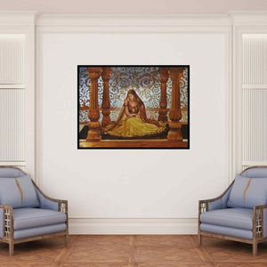 In-situ view of Kamal Rao's 'Sajawat (Royal Contemplation)' painting in a room