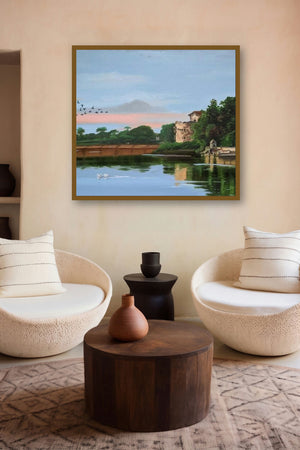 Samantasar Lake by artist Parimal Vaghela displayed in a Museum Style gallery