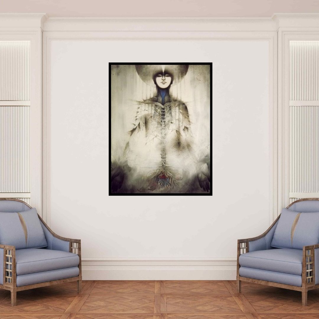 In-situ view of Arabinda Samanta's 'Samarpan 1' painting in a room