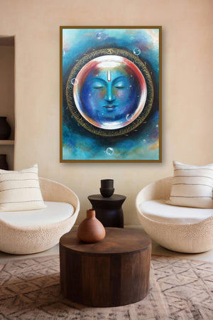 Samay (Krishna's Cosmic Presence) by artist Rakhi Baid displayed in a Contemporary gallery