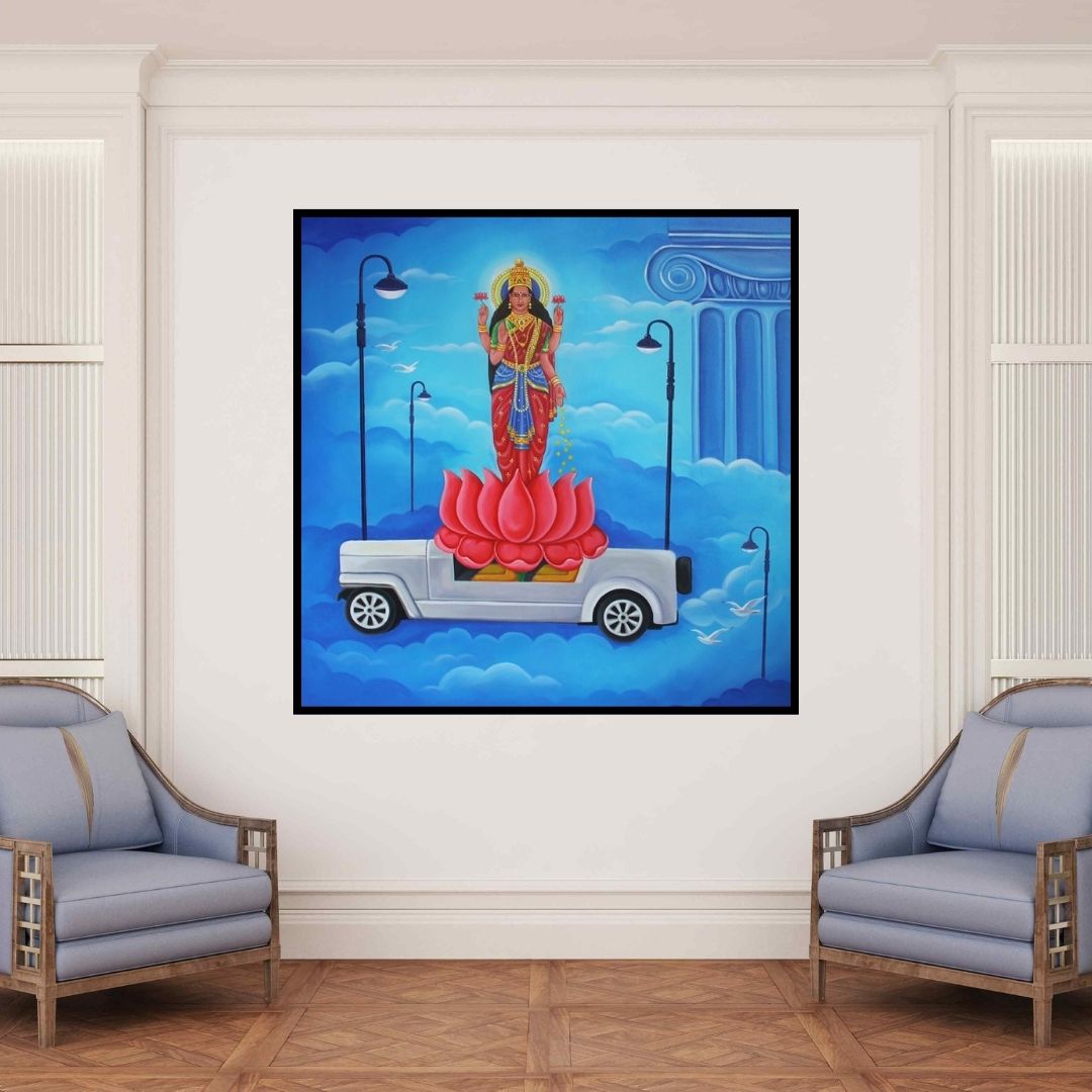 In-situ view of Anand Kumar's 'Samrudhhi' painting in a room