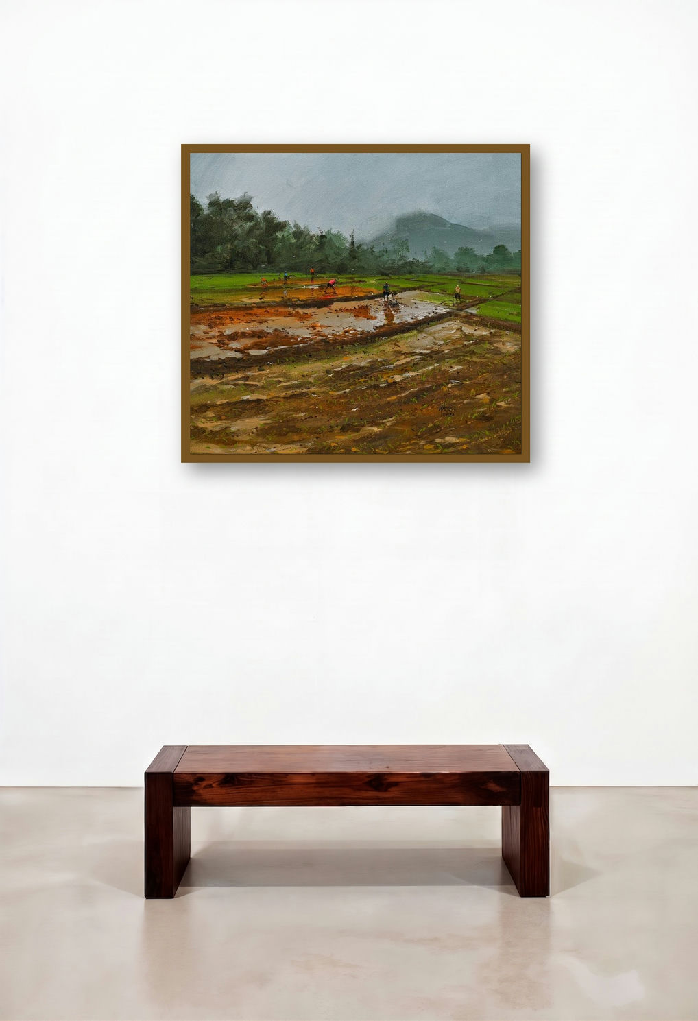 Sandhya by artist Mangesh Shinde displayed in a Elegant Hotel Lobby