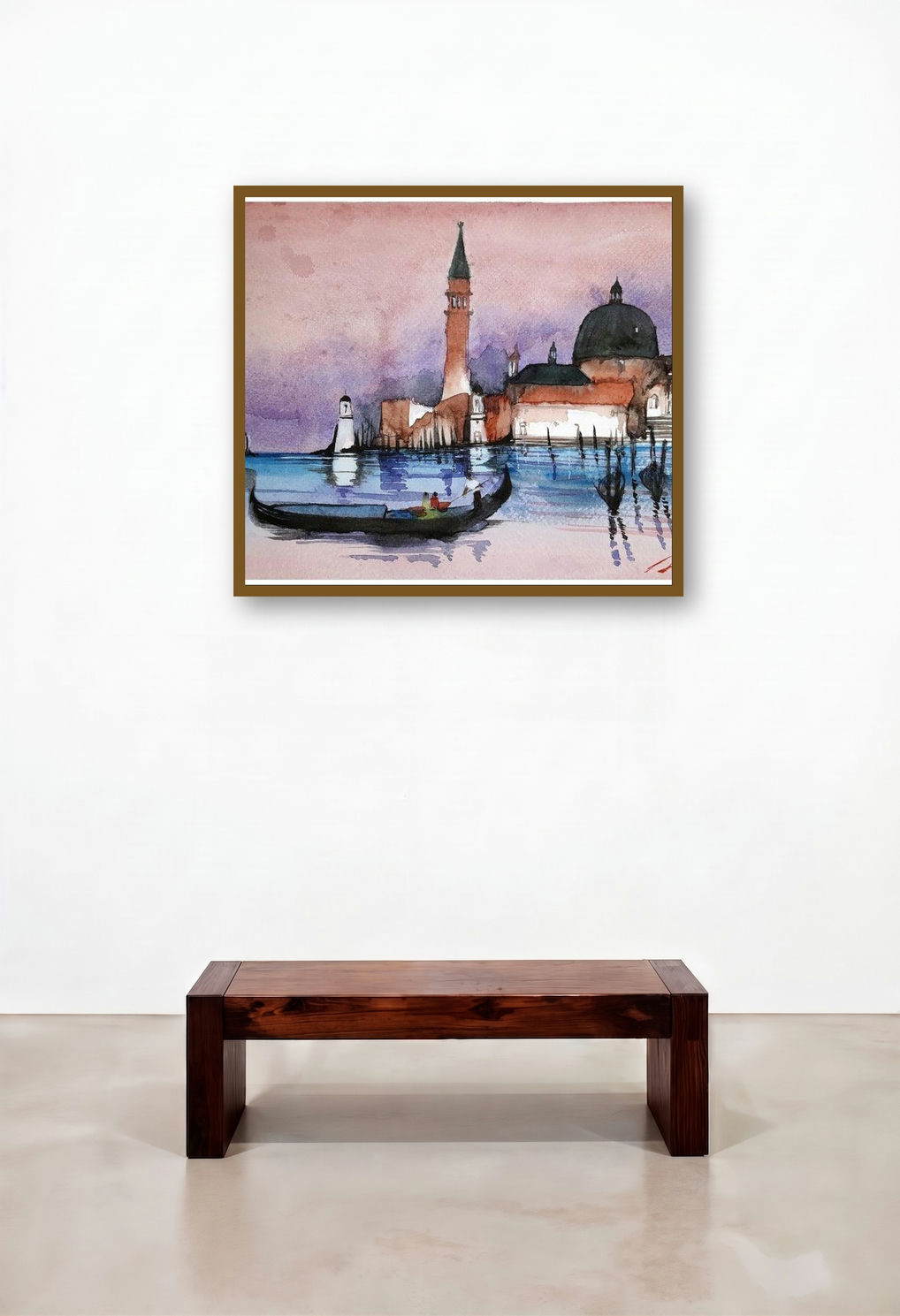 Santa Maria Della Salute Venice Italy (Venetian Vista) by artist Arunava Ray displayed in a Rustic Home Office